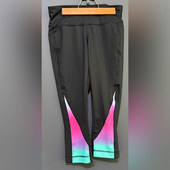 Ideology Black Capri Leggings With Bright Colors Towards the Bottom. - Picture 1 of 5